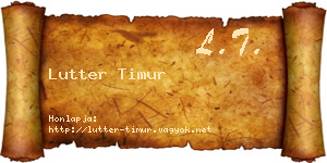 Lutter Timur névjegykártya